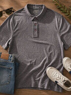 Tori Richard Mens XL Performance Polo Shirt Purple Jaquard Tropical Print Golf